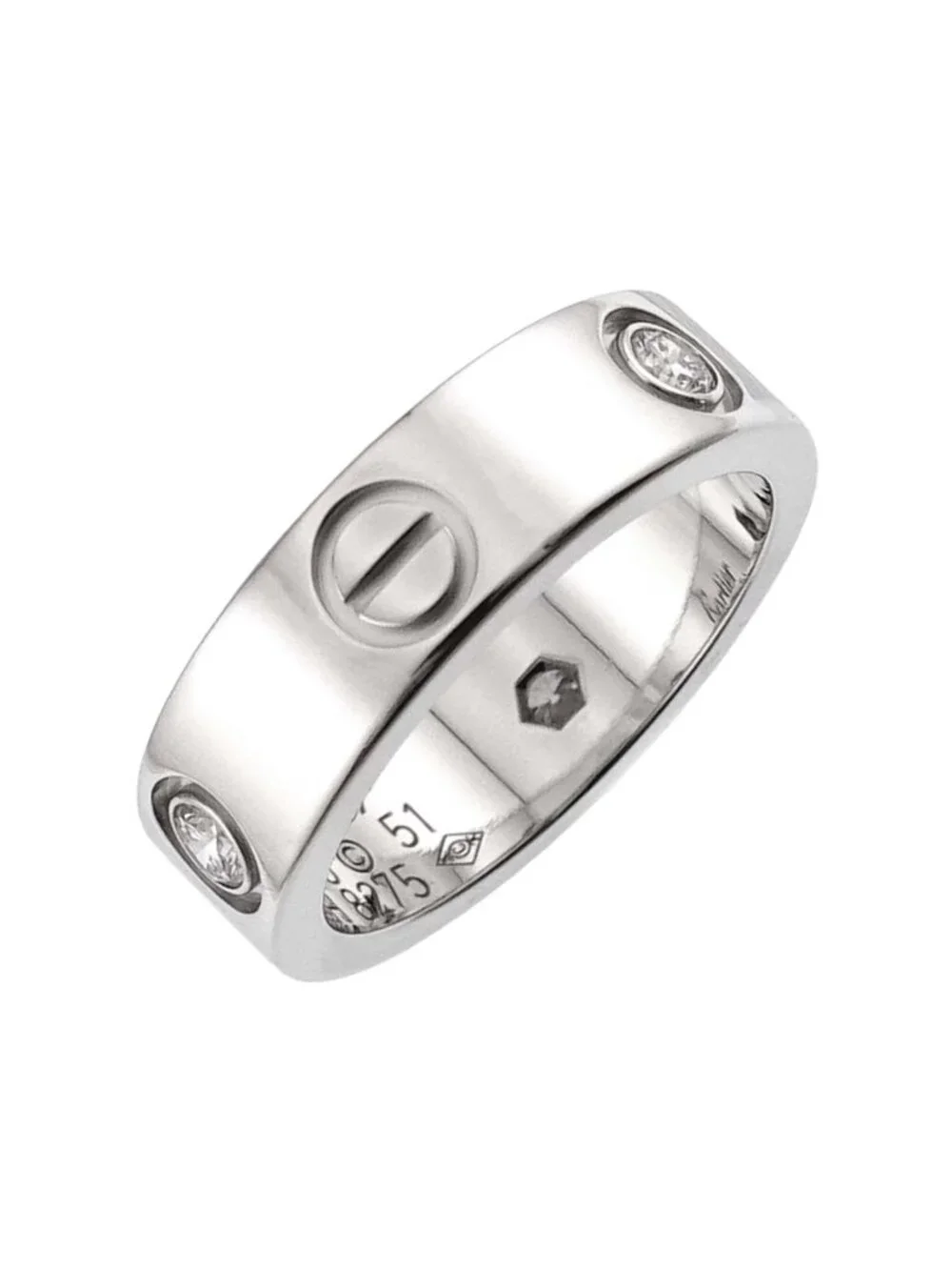 Cartier Love 51 Ring Half Diamond 18k WG White Gold 750